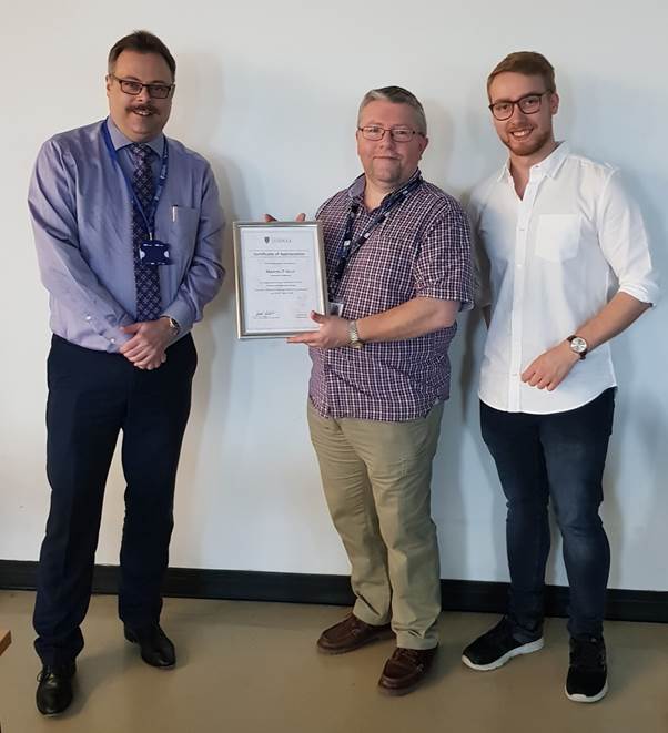 Prof Dirk Schafer, Martin Ould (University of Bristol) and ID Society President James Clarke