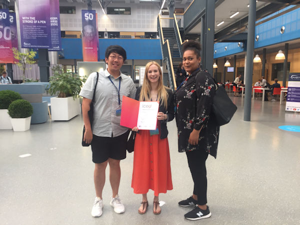 ID team Ji Han, Hannah Forbes and Melania Bause with the award at the conference venue