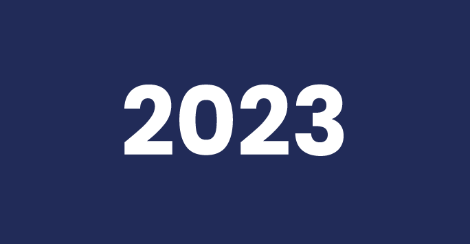 Image of blue background with 2023 written in white