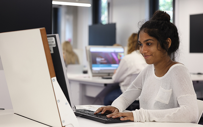 Student working at computer