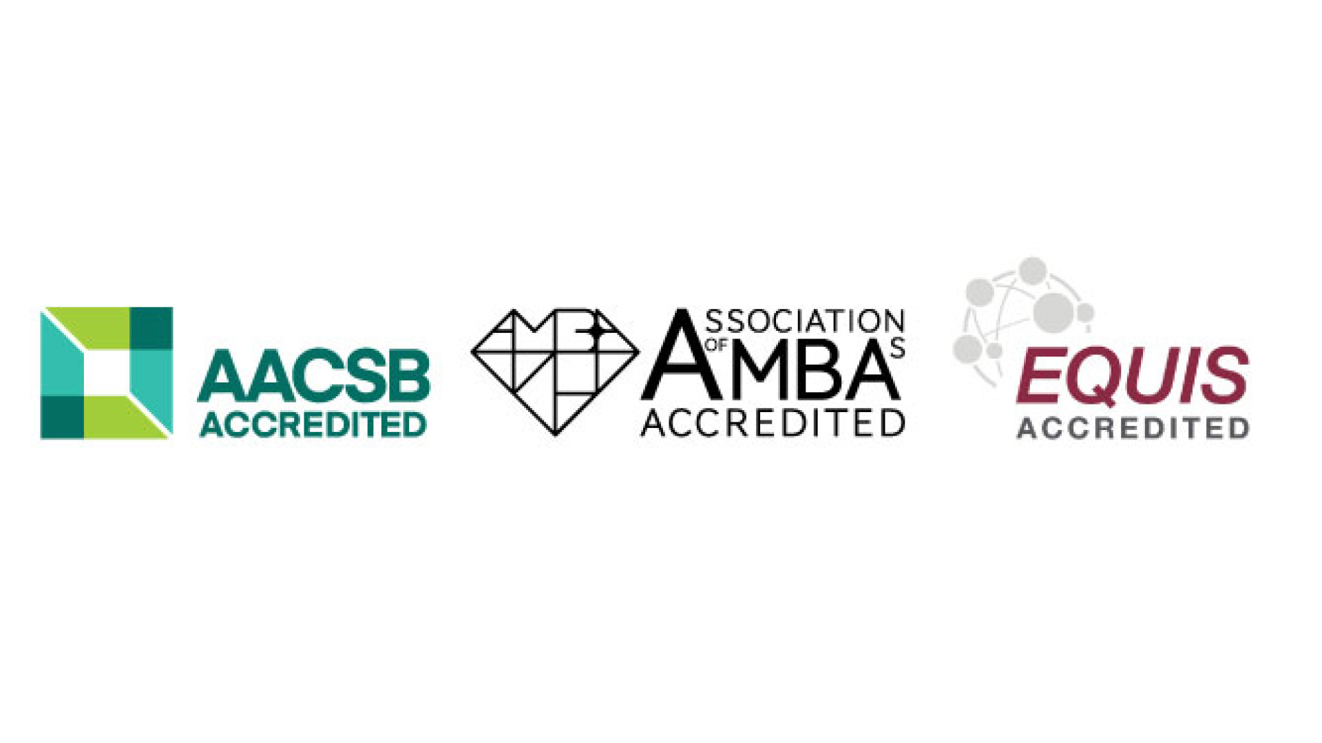 Accreditation logos for AACSB, AMBA and EQUIS