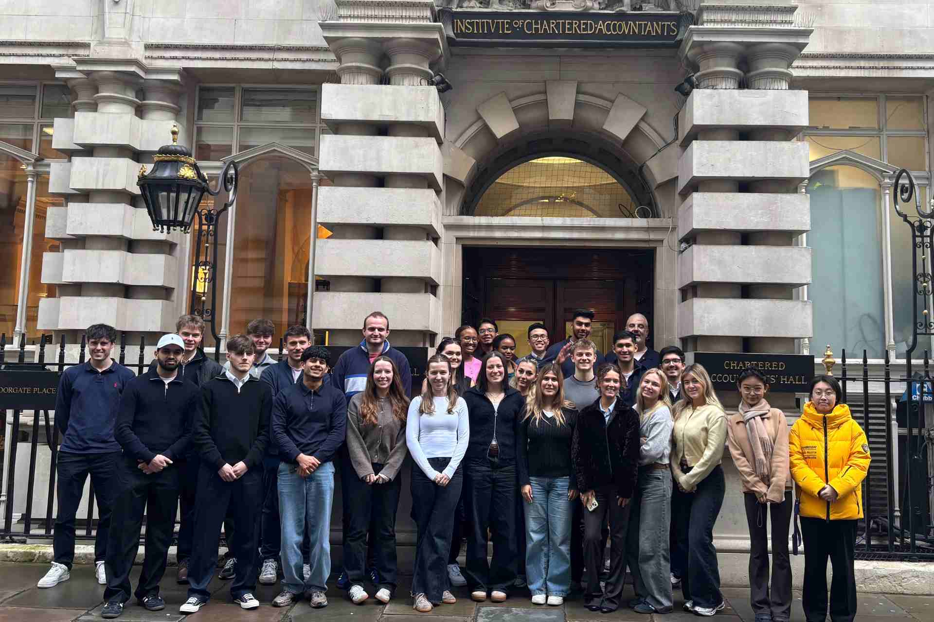 A group picture of BSc Accounting and Finance students at their visit to ICAEW Hall