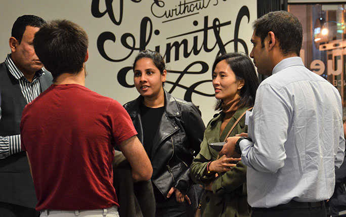 Students networking after the sessions