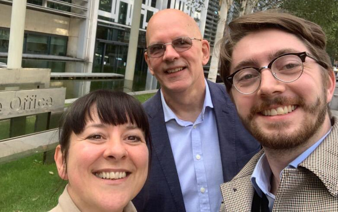 Dr Jo Meehan and Dr Bruce Pinnington with Olly Kennedy