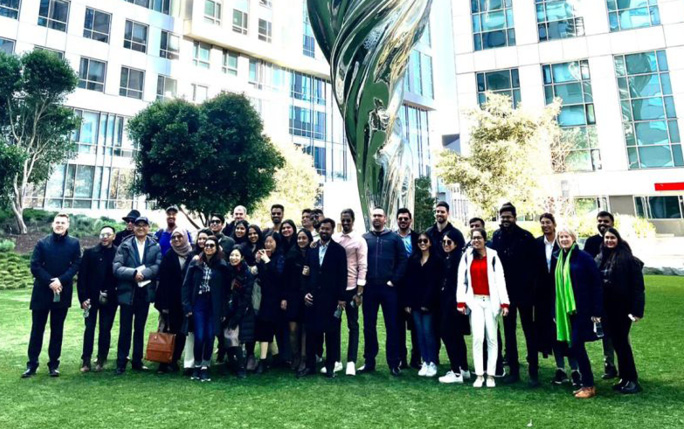 Liverpool MBA students at the Venus Statue in San Francisco