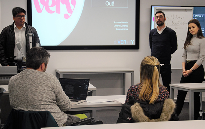 Group presenting at We Can Work it Out final