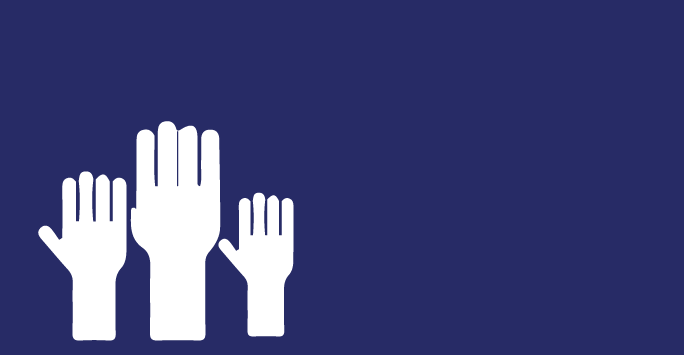 Graphic of hands being raised