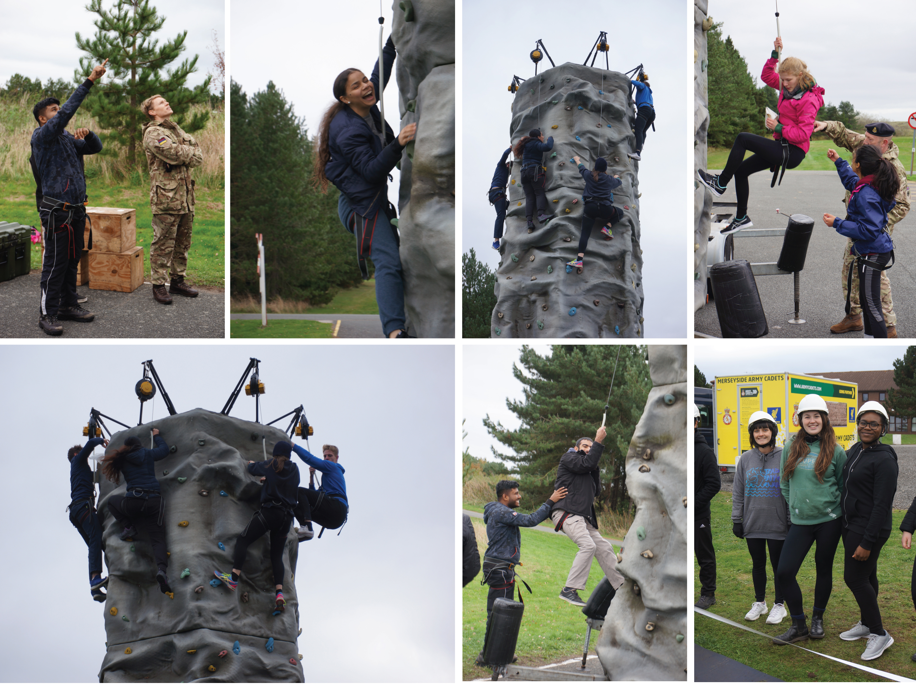 Students working in the field at Altcar army base for team building exercises