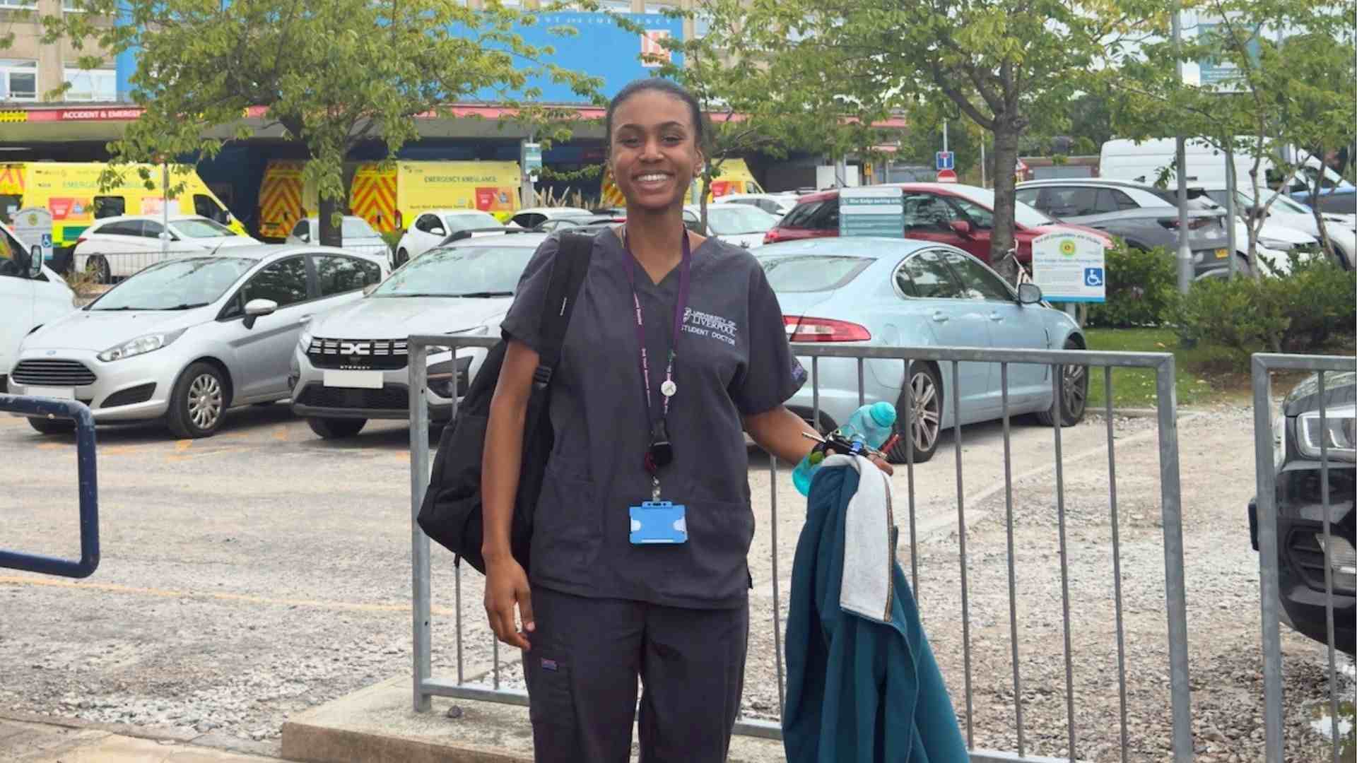 Alicia Moyo smiling outside the Royal Hospital