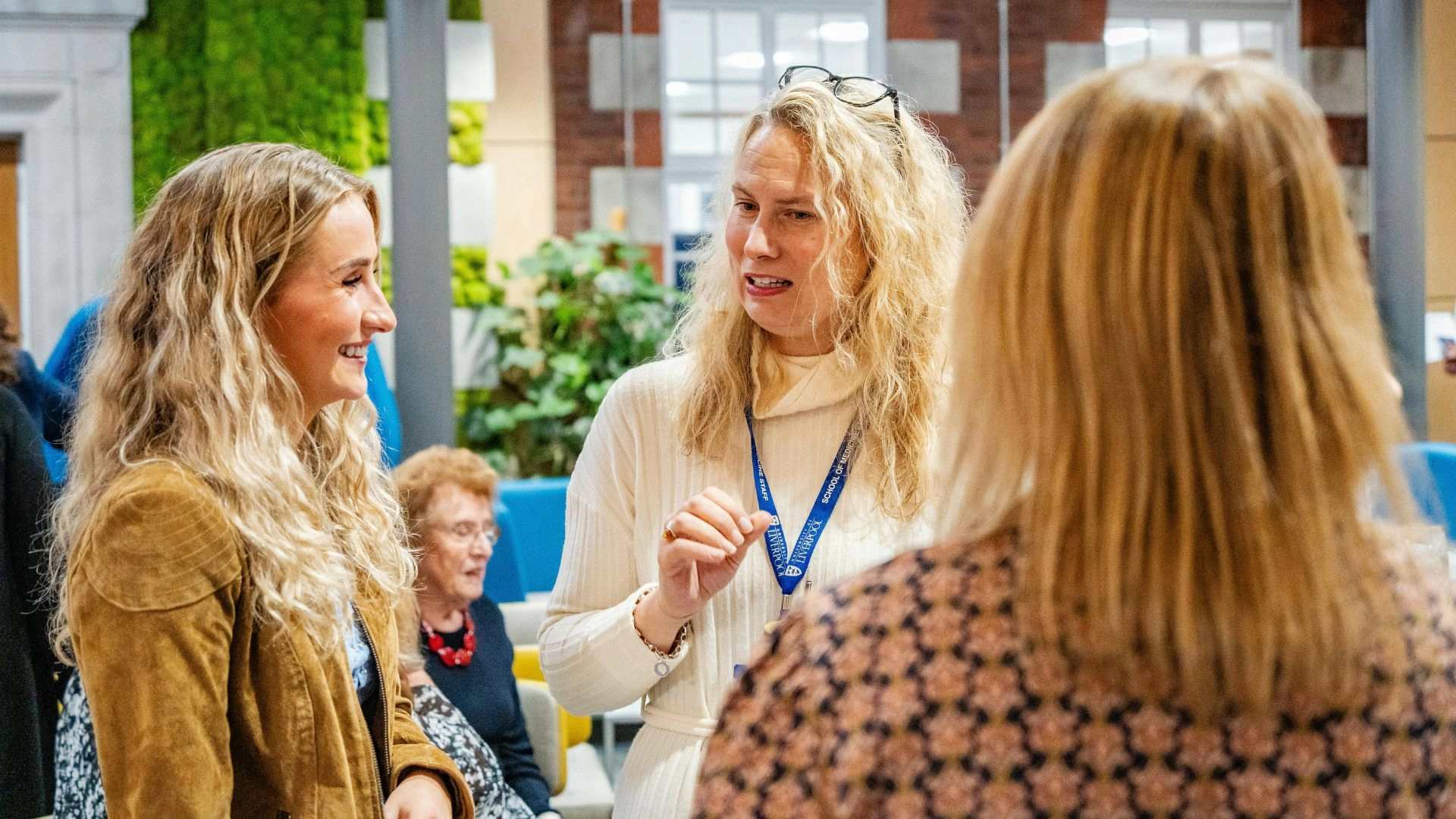 Prize winner Beth Sophie Harrison talking with Fiona Greeley