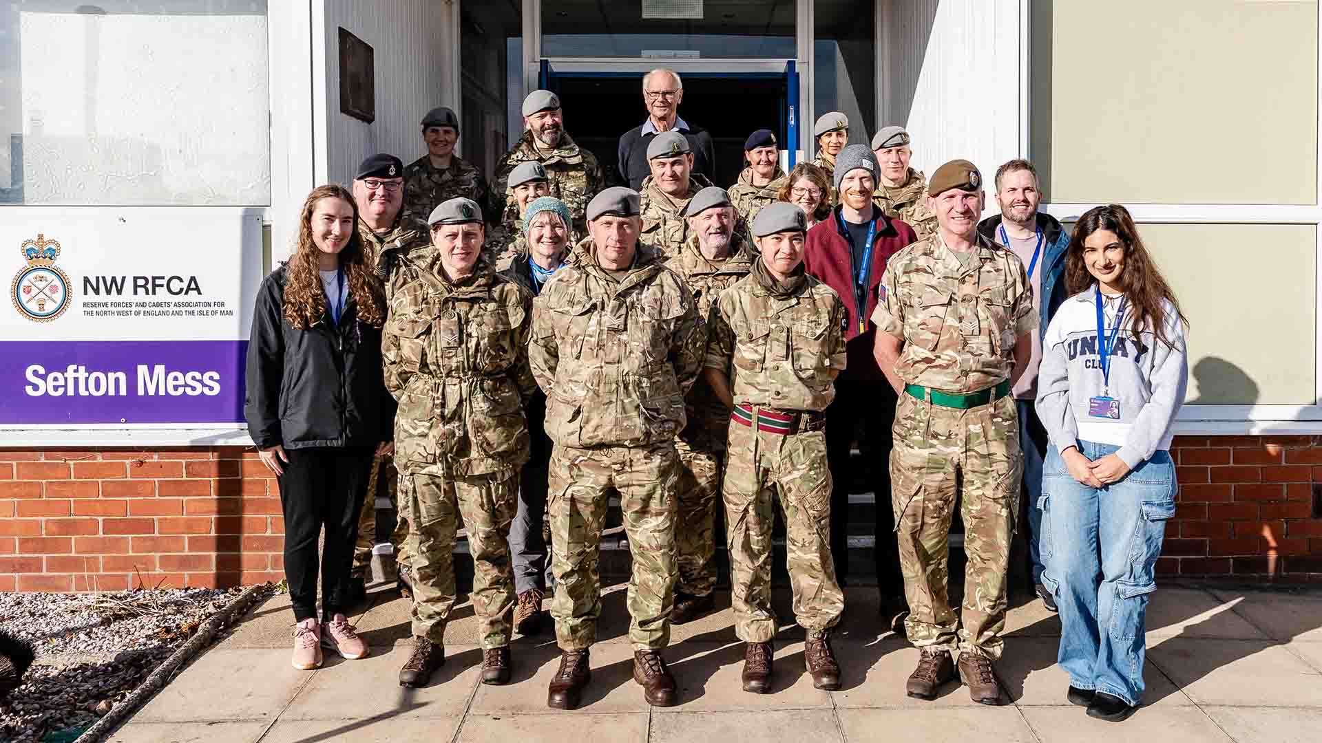 Professor Emeritus John Earis, officers and School colleagues at Altcar