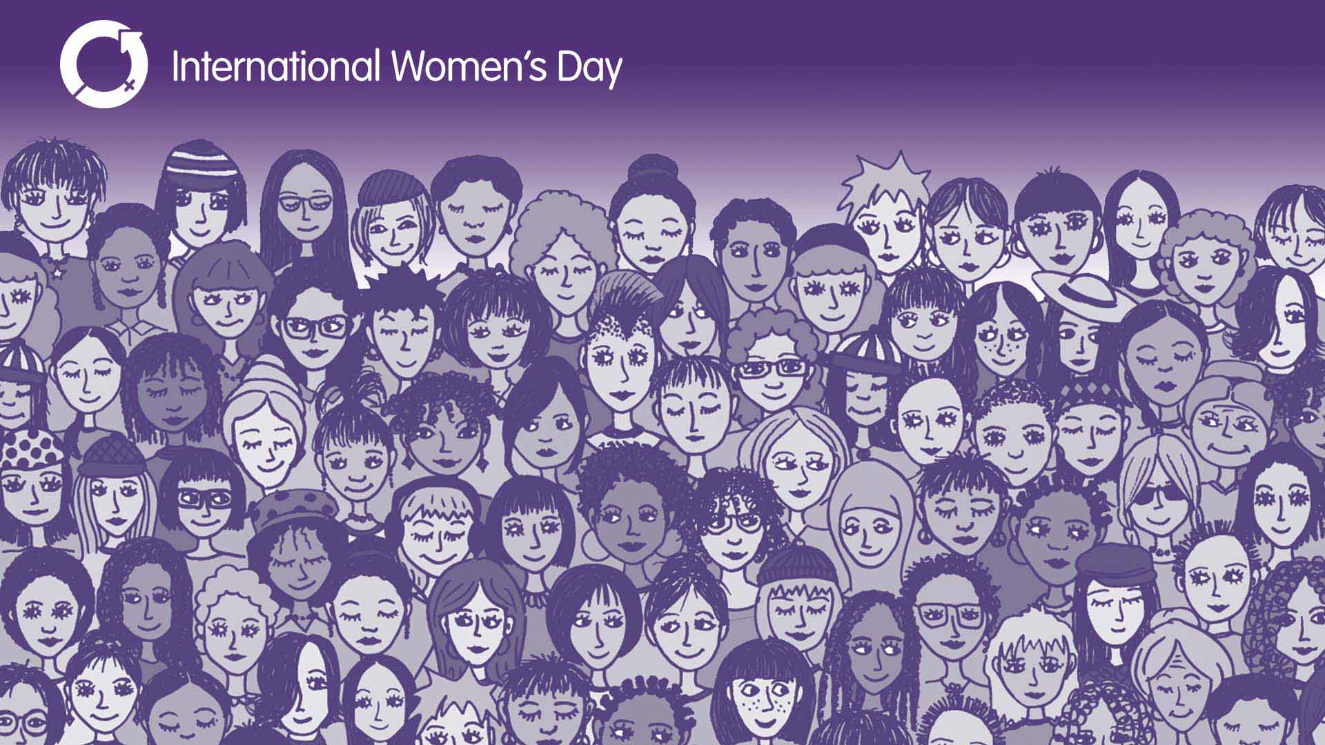 Official graphic celebrating International Women\'s Day of cartoon drawings of women