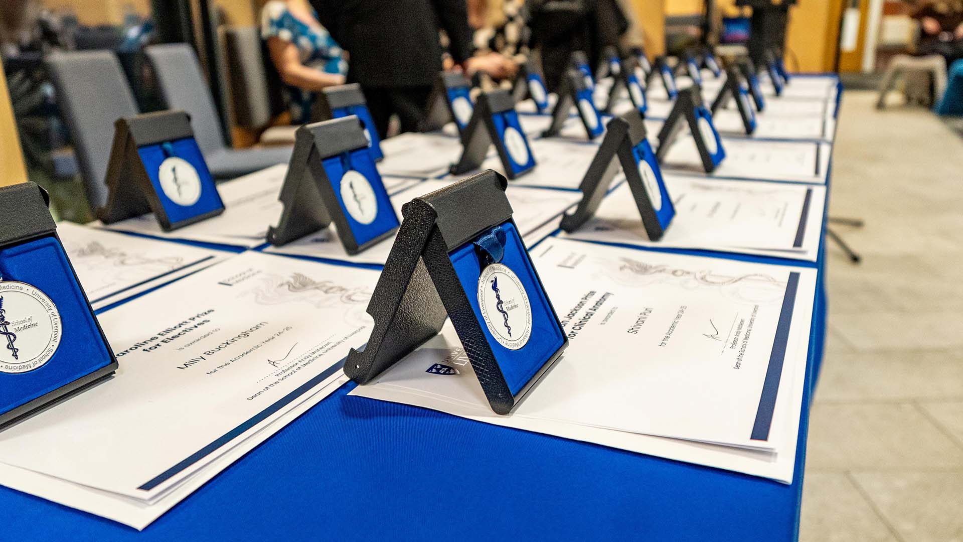 medals and certificates ready to be awarded