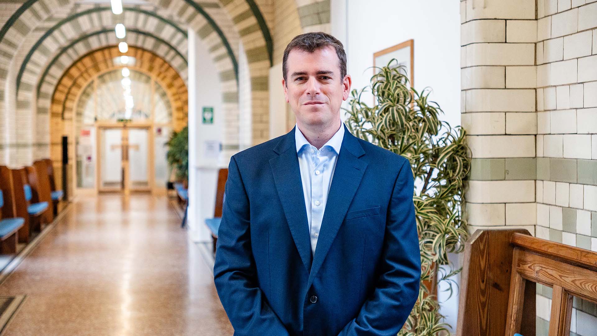 New Dean of the School of Medicine, Professor Andy McKeown in the corridor of Waterhouse building