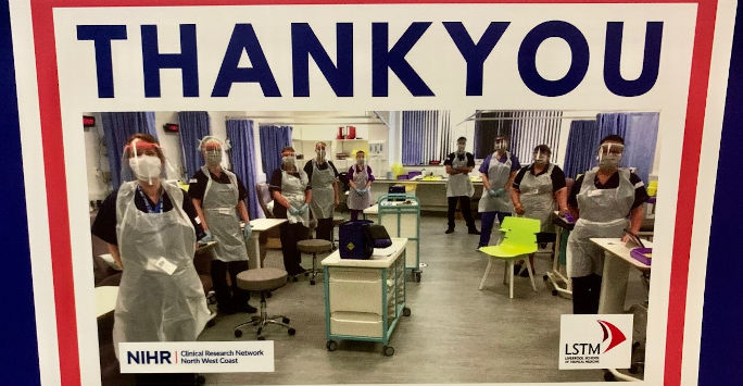 A ‘Thank You’ card from the trial team at the Liverpool School of Tropical Medicine