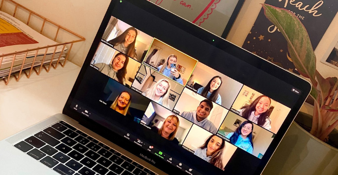 students on a video call