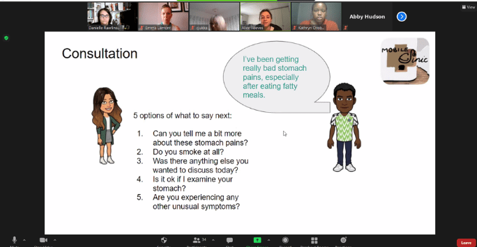 screenshot of students presenting a slide on zoom