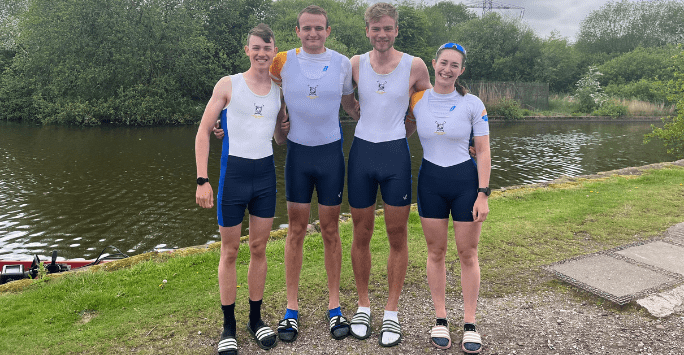 four student rowers in sportswear