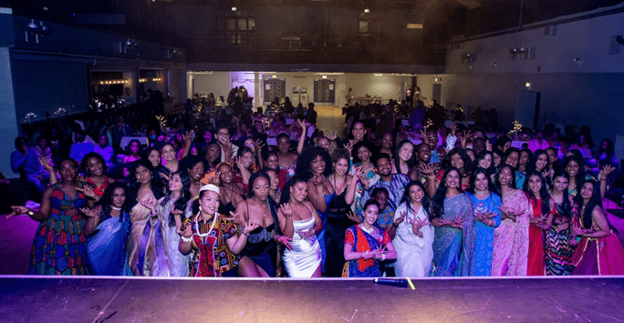 students celebrate diverse cultures and countries at a culture ball event