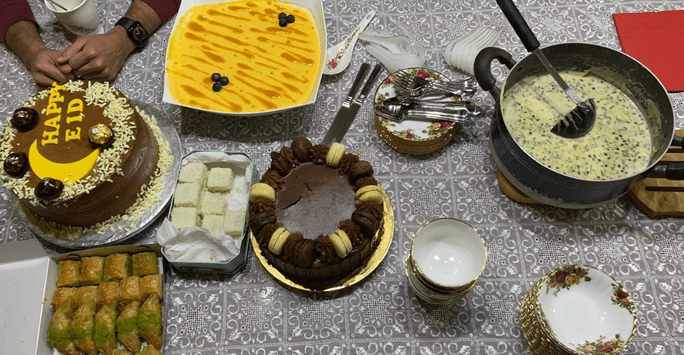 a table set with food to celebrate Eid