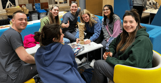 students enjoy board games at wellbeing event