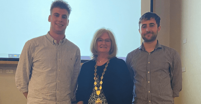 student prize winners with society president