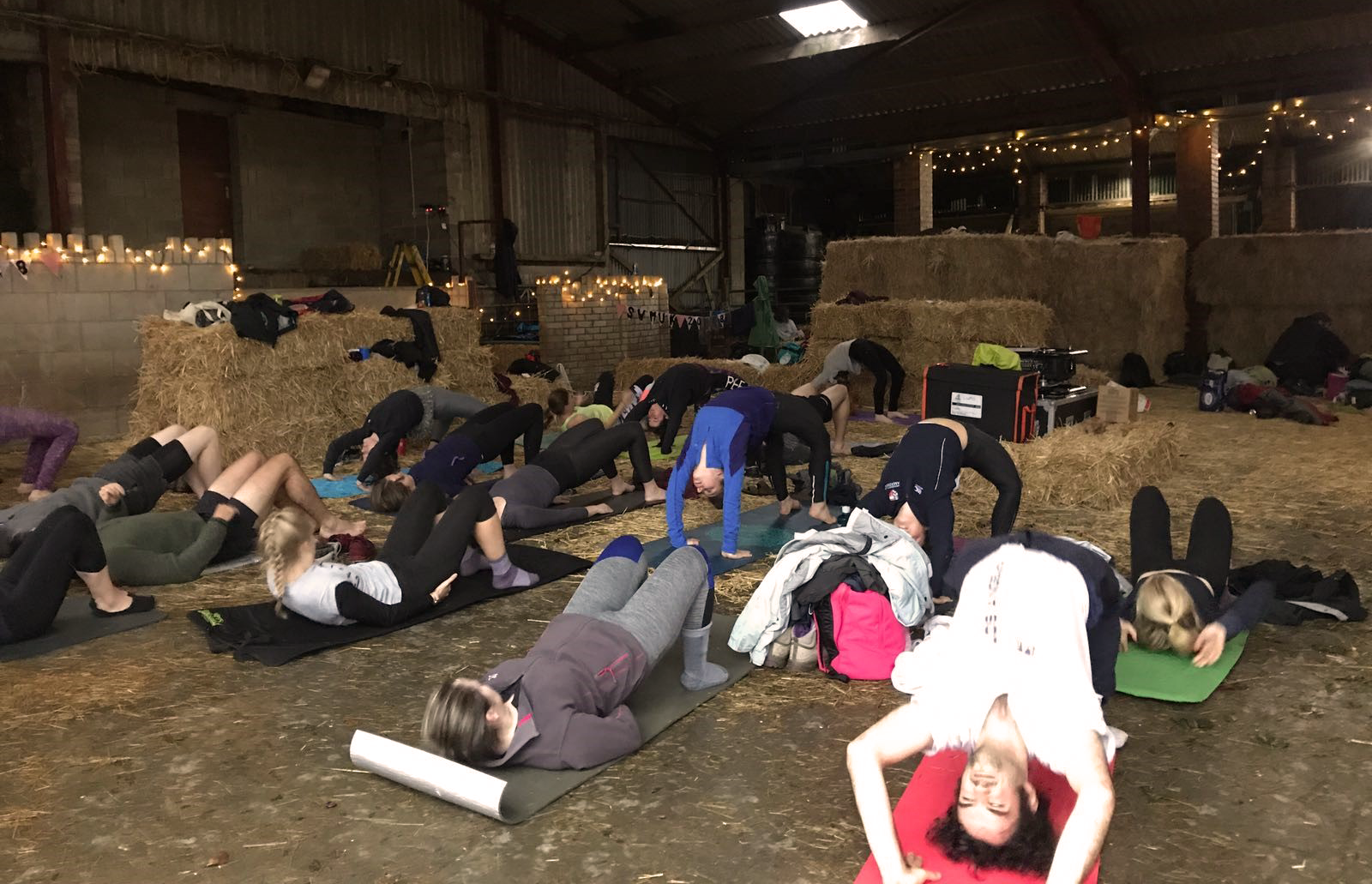 Students performing yoga at the 2018 wilderness society retreat