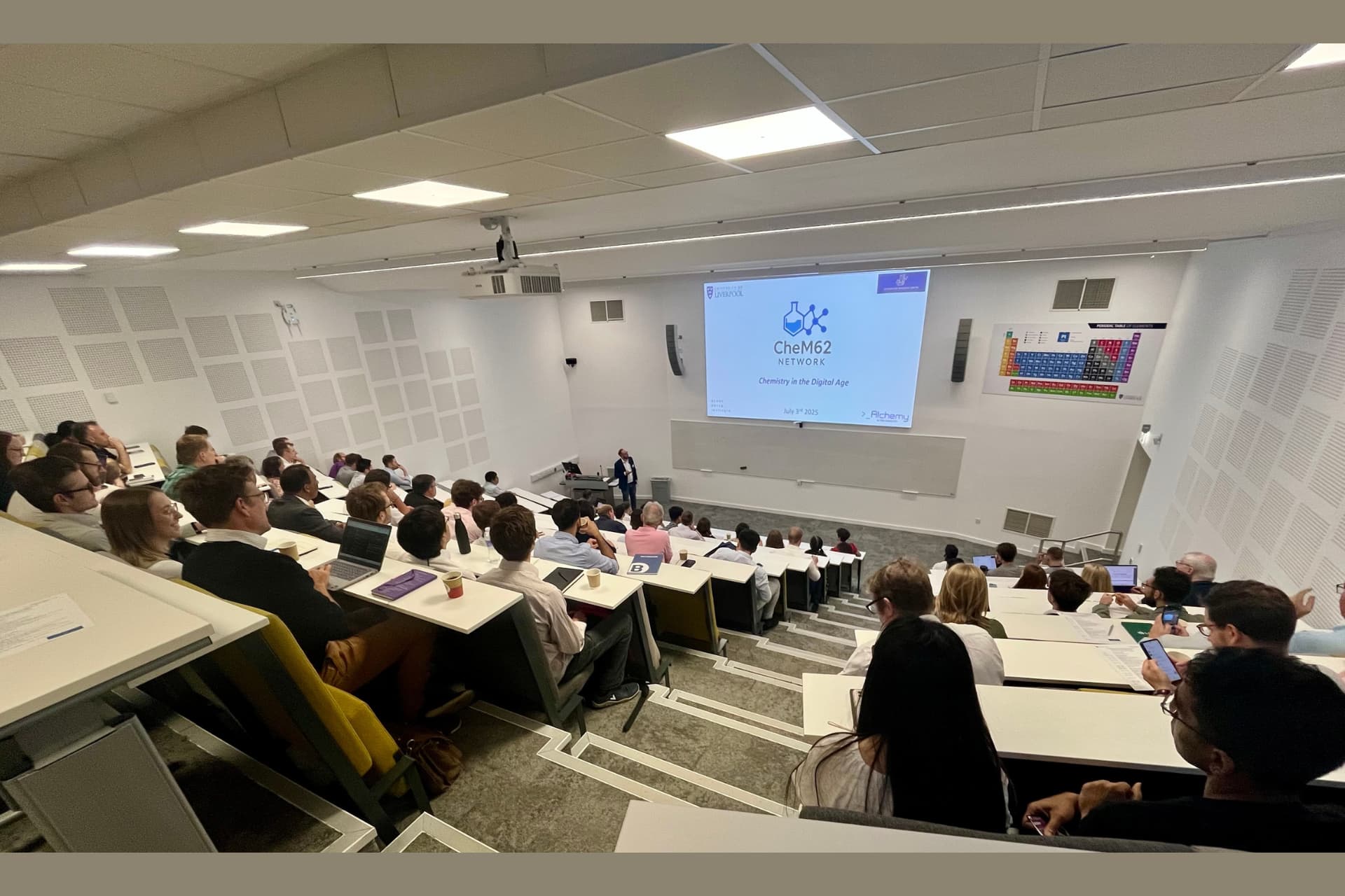 Audience attending CheM62 Network event in a lecture theatre