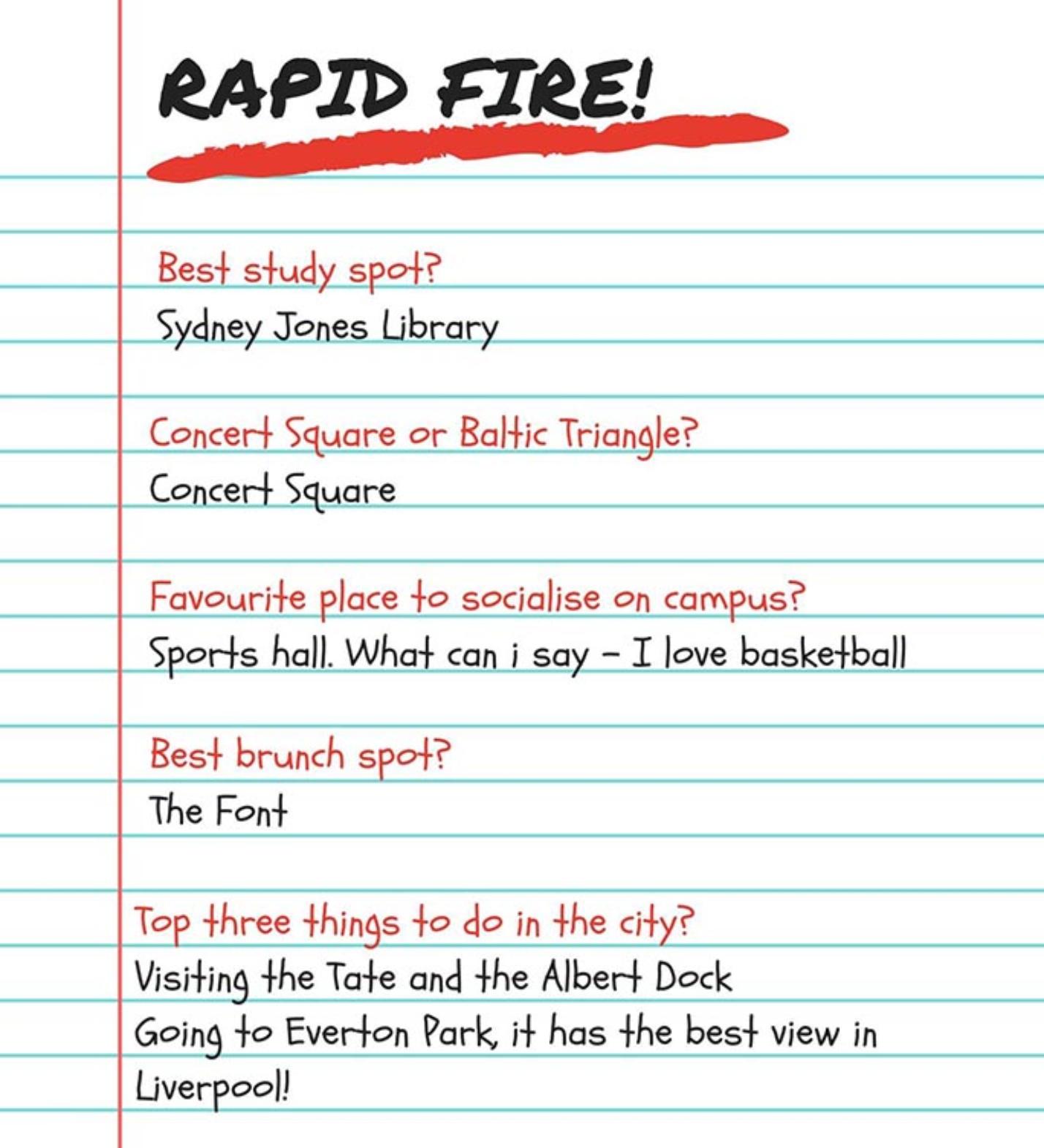 Rapid fire questions for Rebecca Taylor