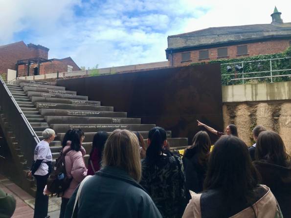 Students viewing the Ken Dodd Performance Garden