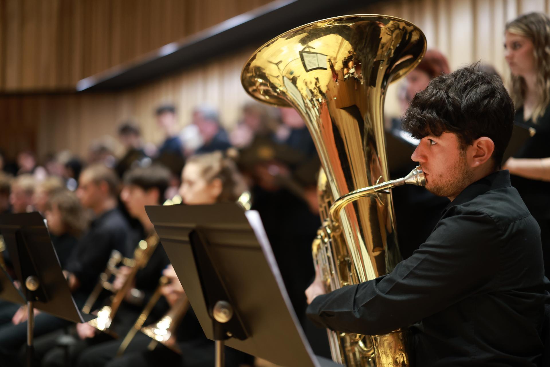 Tuba player in the Tung