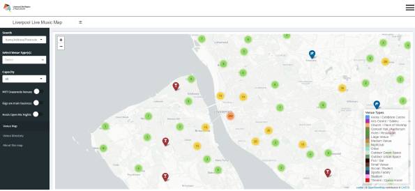 Digital map of Liverpool live music venues