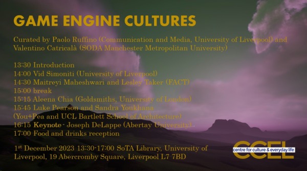 Game Engine Cultures Workshop agenda