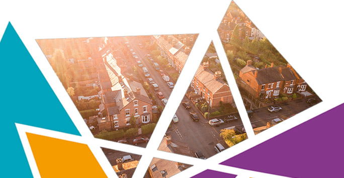 Birds Eye view of a UK suburb Birds Eye view of a UK suburb