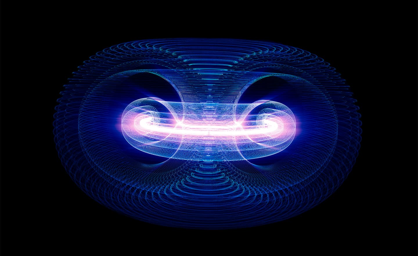 High energy particles flow through a Tokamak.