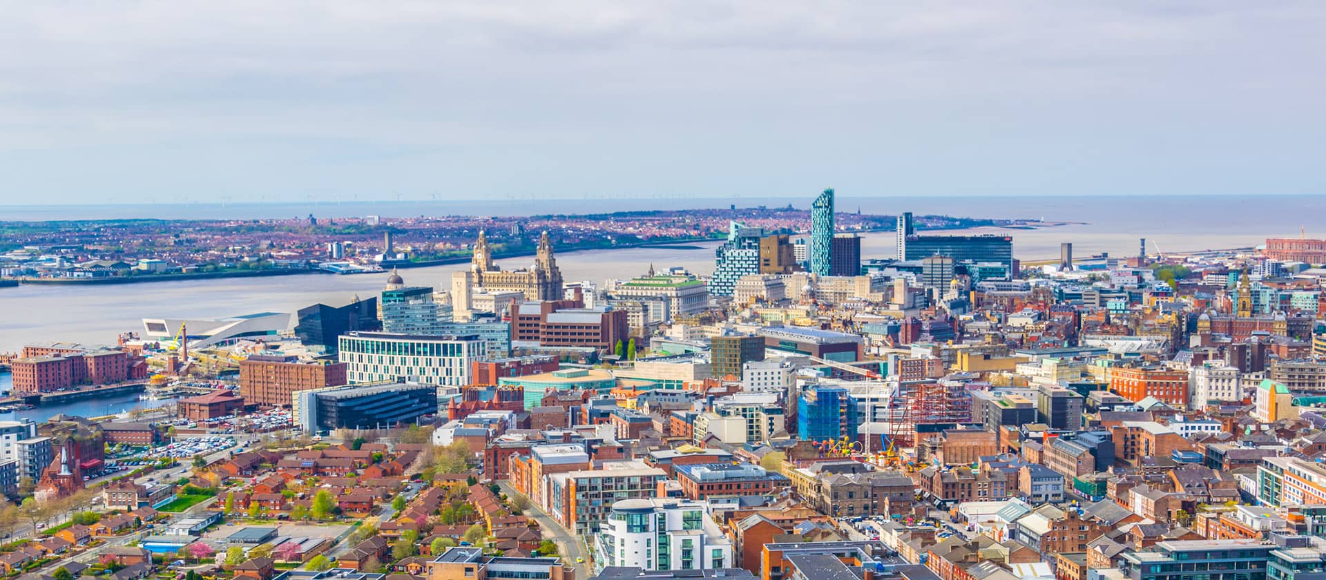 Aerial shot of Liverpool city centre