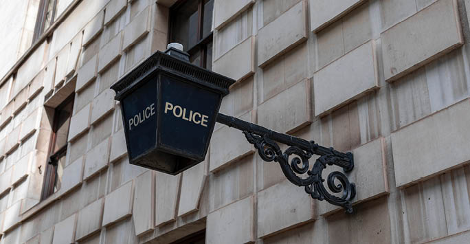 Police box attached to the wall.