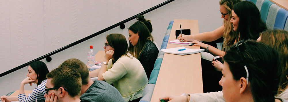 An image showing students learning in a lecture hall 