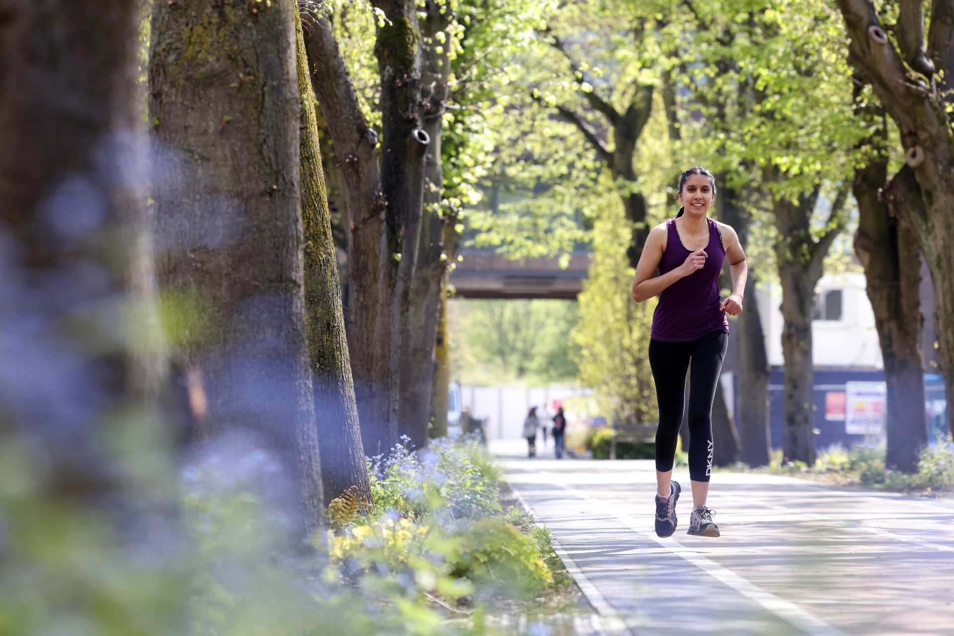 student running on sprint track