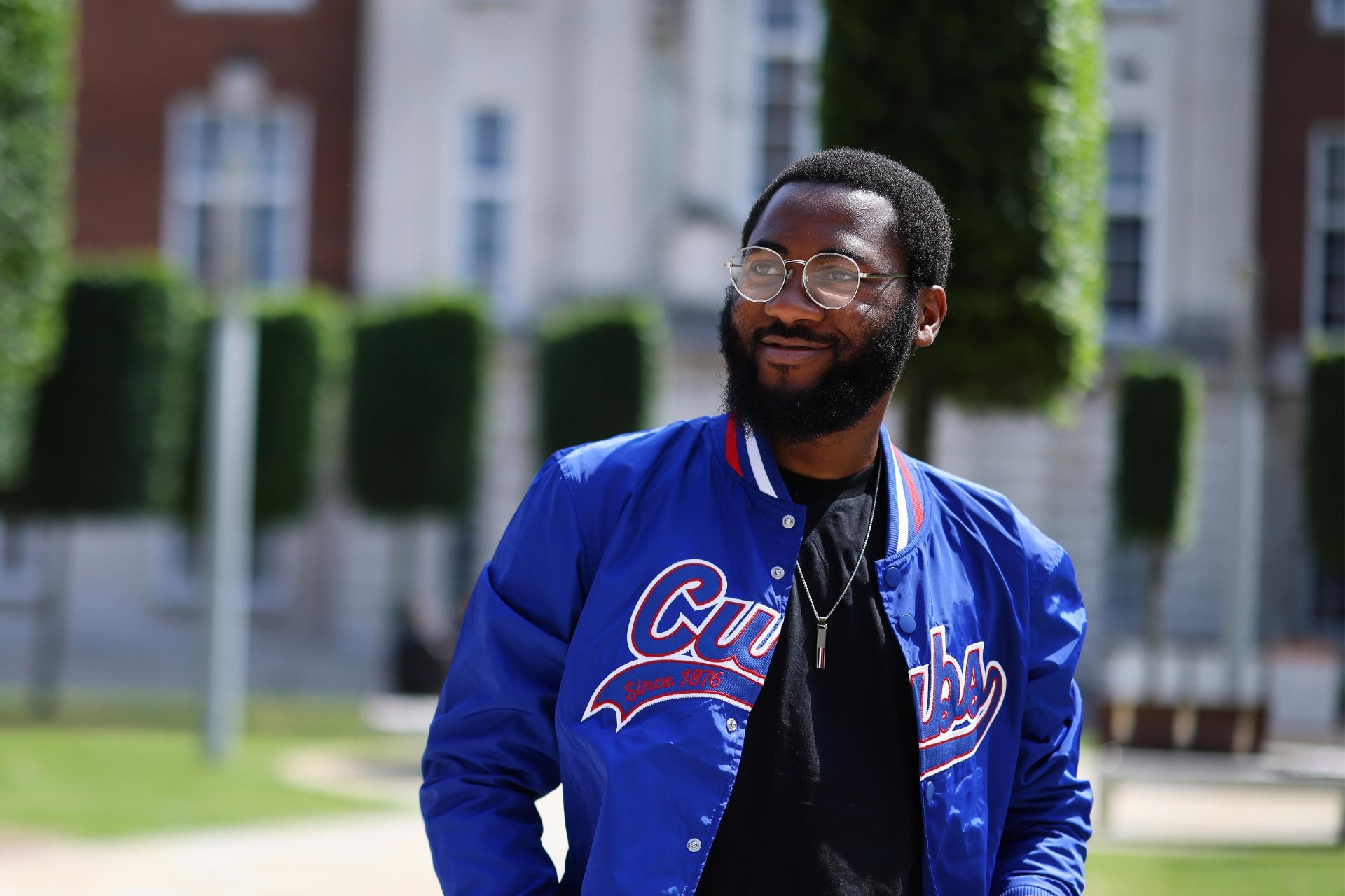 Postgraduate student Kayode Afolabi in The Quadrangle