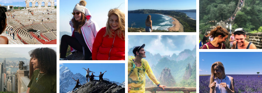 Collage of photos of students studying abroad
