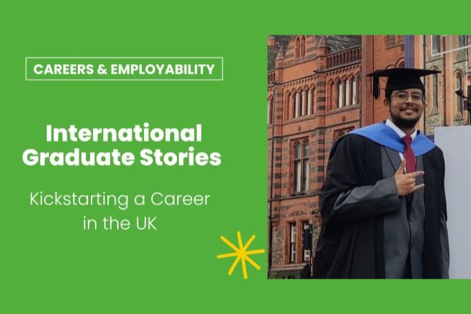 Image of Ahmed Nusaim at graduation with the text: 