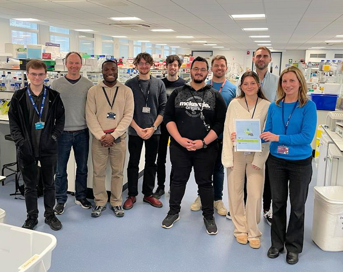 Members of the Tumour Microenvironment Lab with their Silver LEAF award