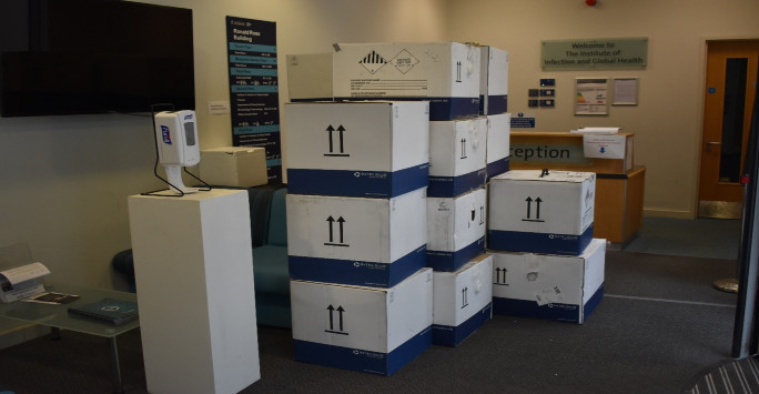 Boxes of COVID-19 samples for the ISARIC/WHO CCP UK study
