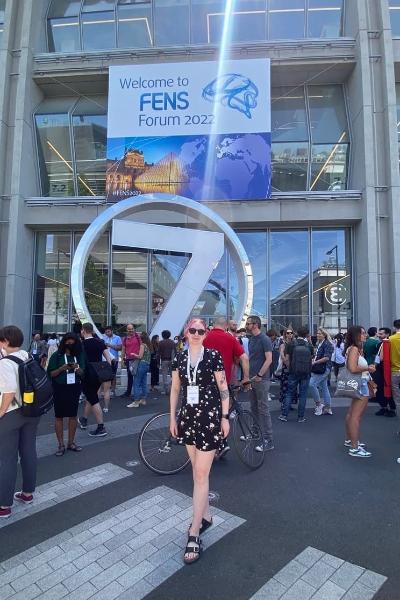 Sophie Rustidge outside the FENS conference in Paris