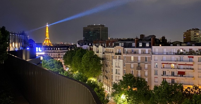 View of Paris with Eiffel Tower in the distance