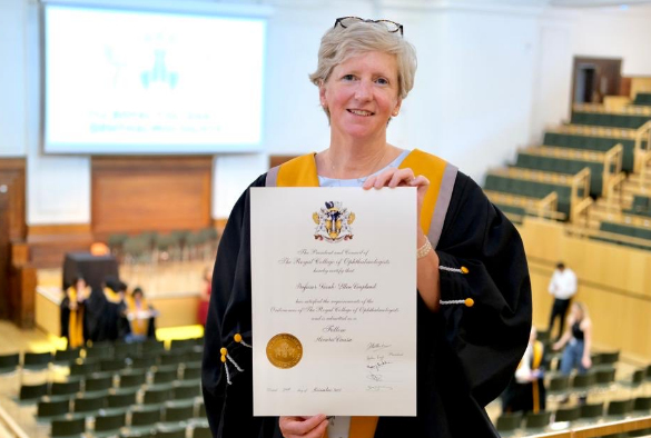 Professor Sarah Coupland with her RCOphth Honorary Fellowship certificate