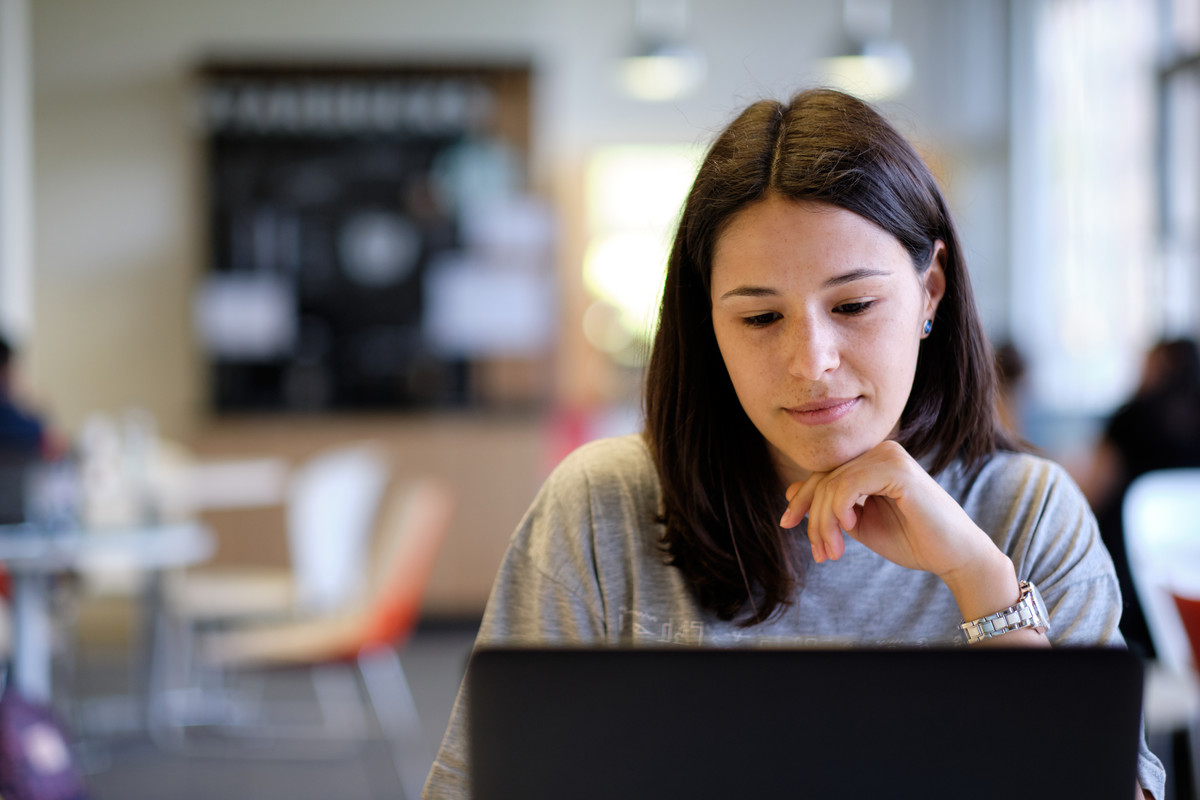 Young student on computer