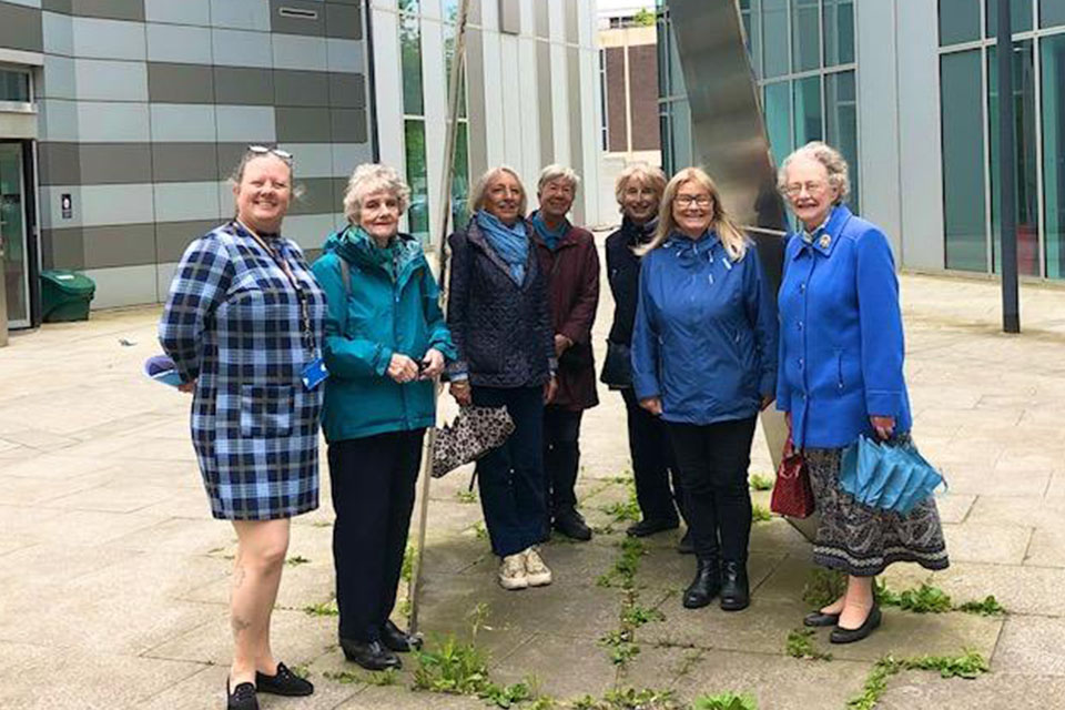 Committee members on a campus walk