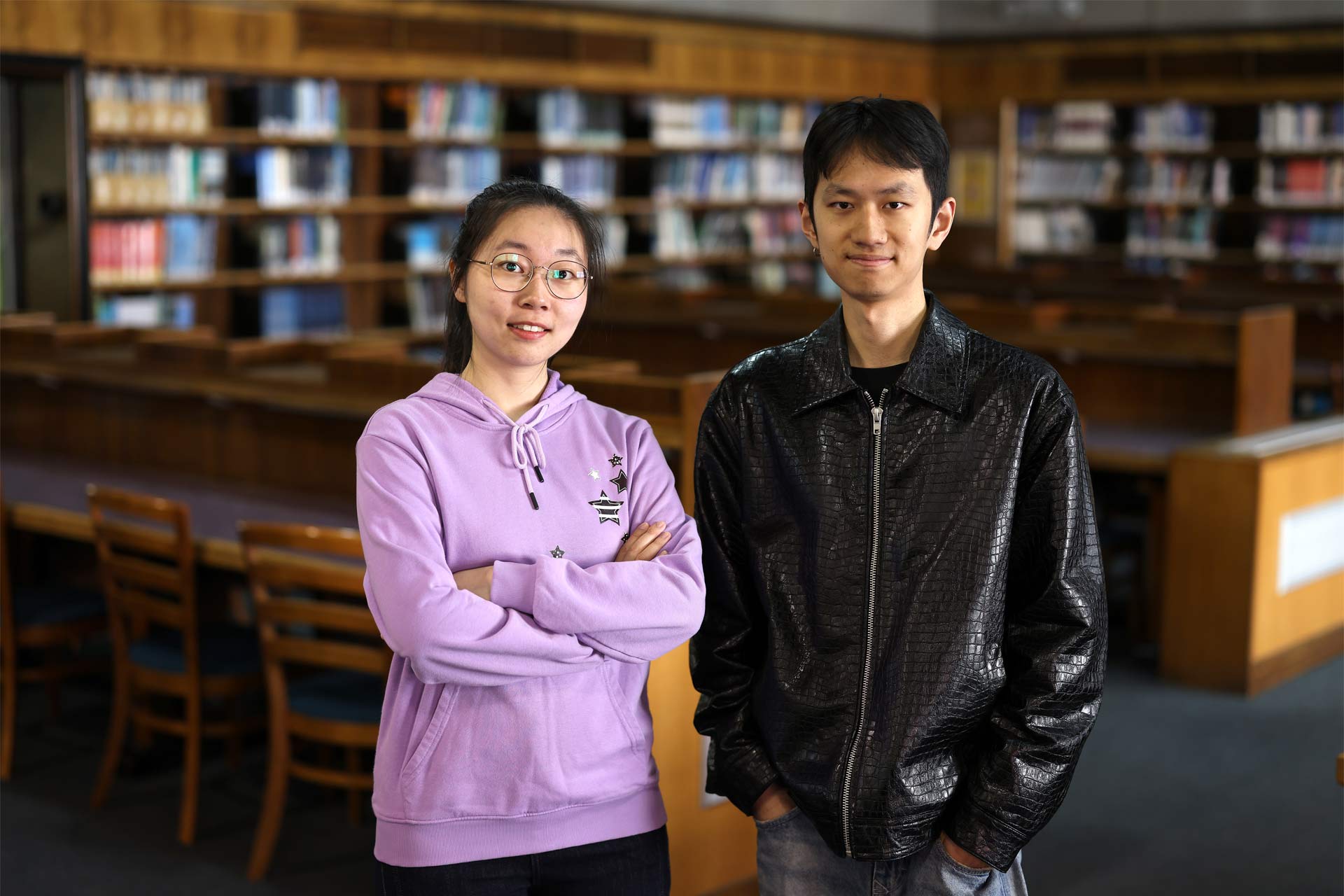 Two international students in the Harold Cohen Library